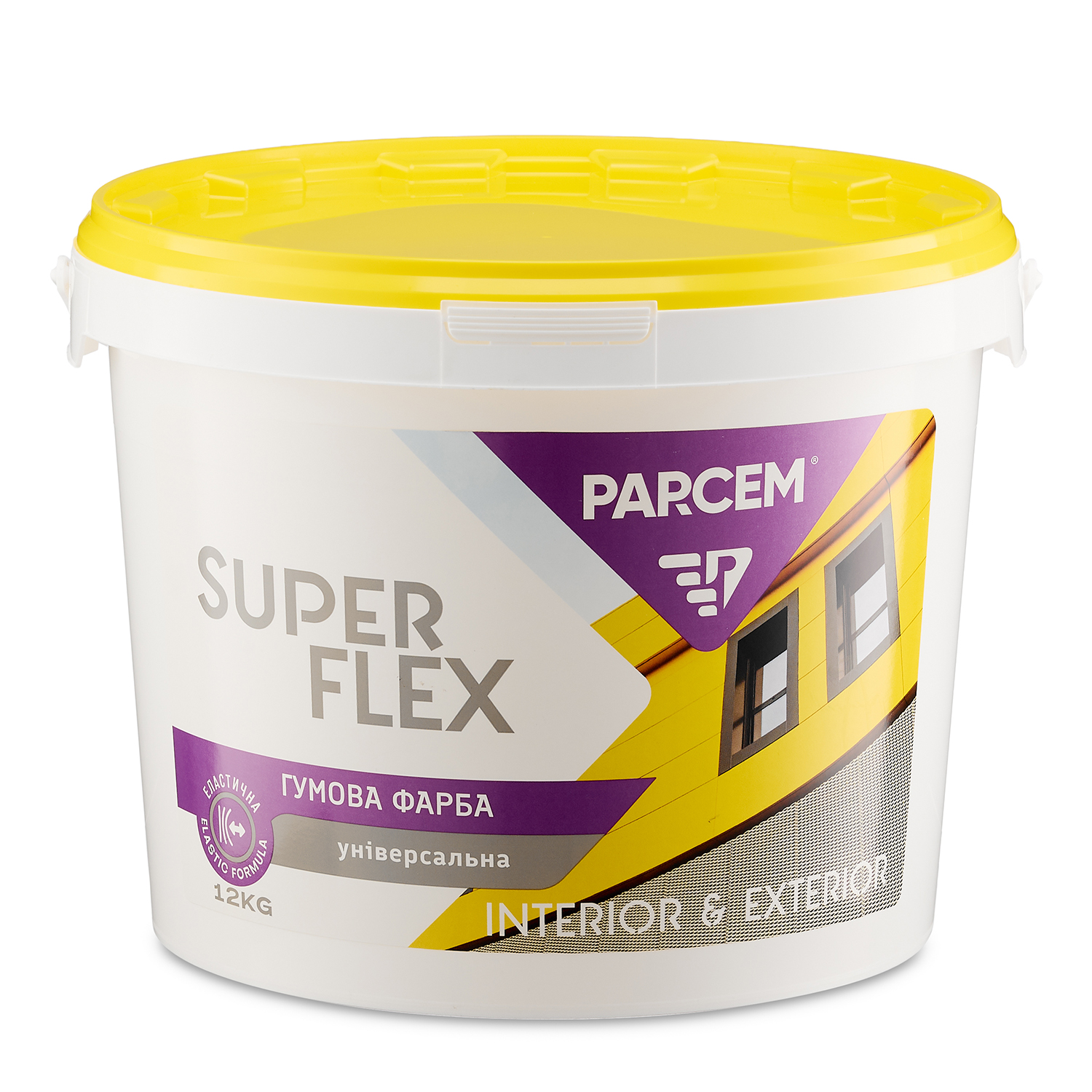 Фарба гумова для бетону, металу, дерева зносостійка PARCEM SUPER FLEX Чорна RAL 9004 12кг